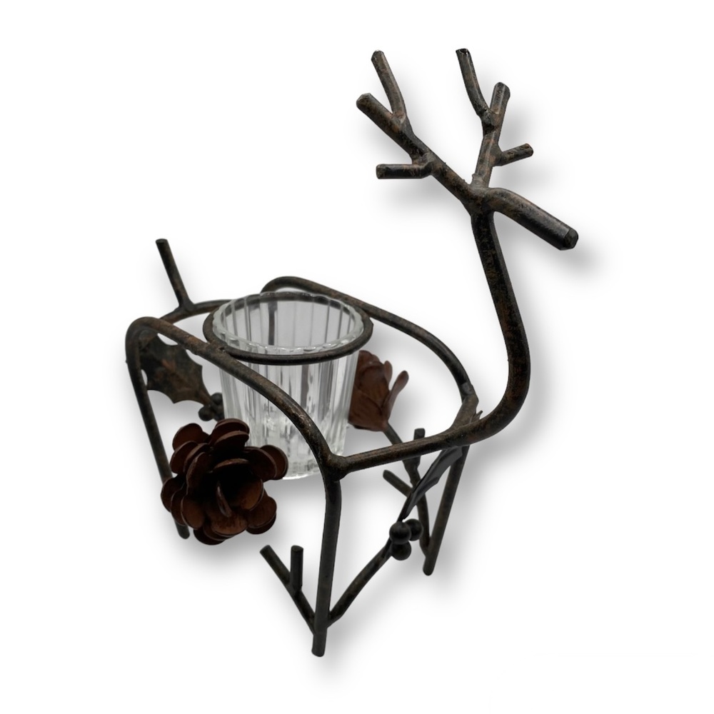 Reindeer Candle Tea Light Glass Votive Holder for Christmas Holidays